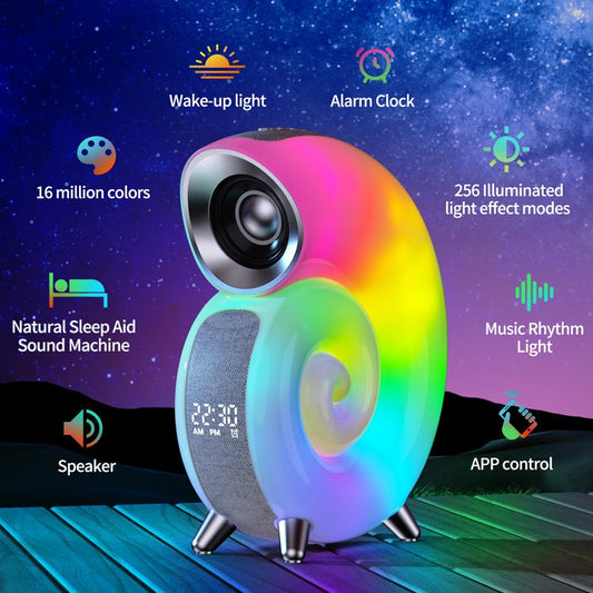 Conch Smart RGB Atmosphere Light Bluetooth Speaker Alarm Clock Wake-up Lamp White Noise Machine For Sleeping Baby APP Control