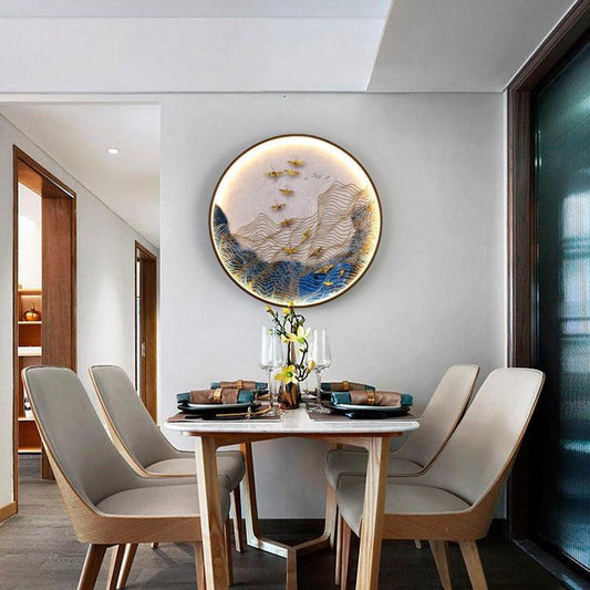 Art Atmosphere Aisle Living Room Background Wall Painting Hanging Lamp - Enlighten Elegance