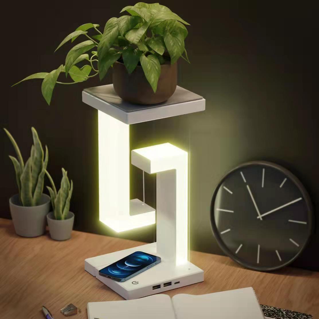 Creative Smartphone Wireless Charging Suspension Table Lamp Balance Lamp Floating For Home Bedroom - Enlighten Elegance