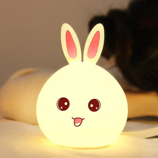 Cute Night Light Animal Rabbit Night lamps Touch Sensor Silicone LED Colorful Lights - Enlighten Elegance
