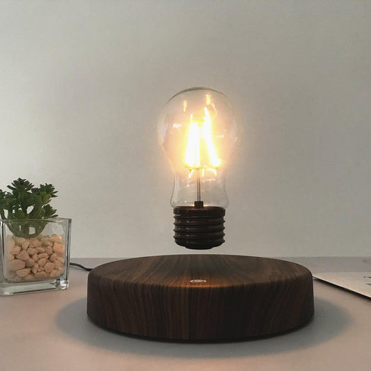 Imitation Wood Grain Magnetic Levitation Light Bulb Night Light Bedside Decoration Table Lamp Creative Girlfriend Birthday Gift - Enlighten Elegance