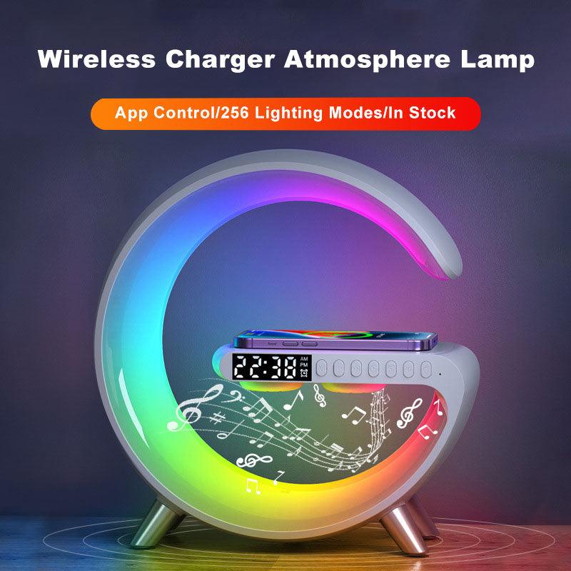 New Intelligent G Shaped LED Lamp Bluetooth Speaker Wireless Charger Atmosphere Lamp App Control - Enlighten Elegance