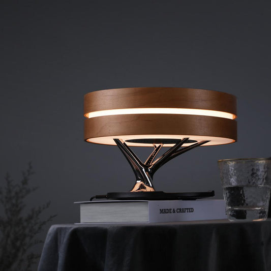 Round Intelligent Music Bluetooth Speaker Bed Lamp WiFi Circle Tree Of Led Light Wireless Charging For Living Room - Enlighten Elegance